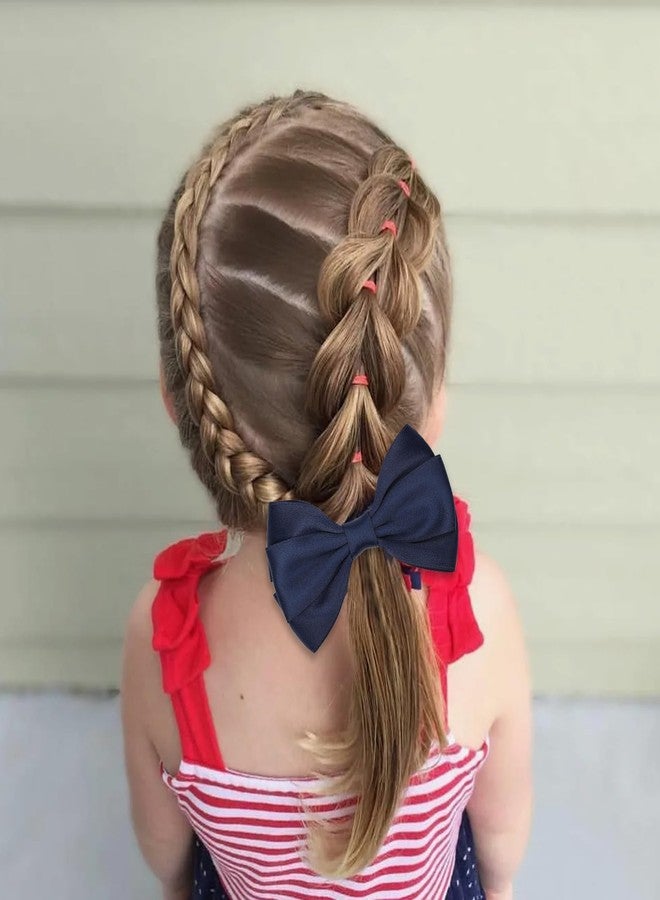 ZOLYCO 4.5 Inches Hair Bows for Girls Thick Ribbon Boutique Alligator Clips Hair Accessories for Baby Girls Toddlers Kids Teens 2 Pcs (Navy Blue) - Image 2